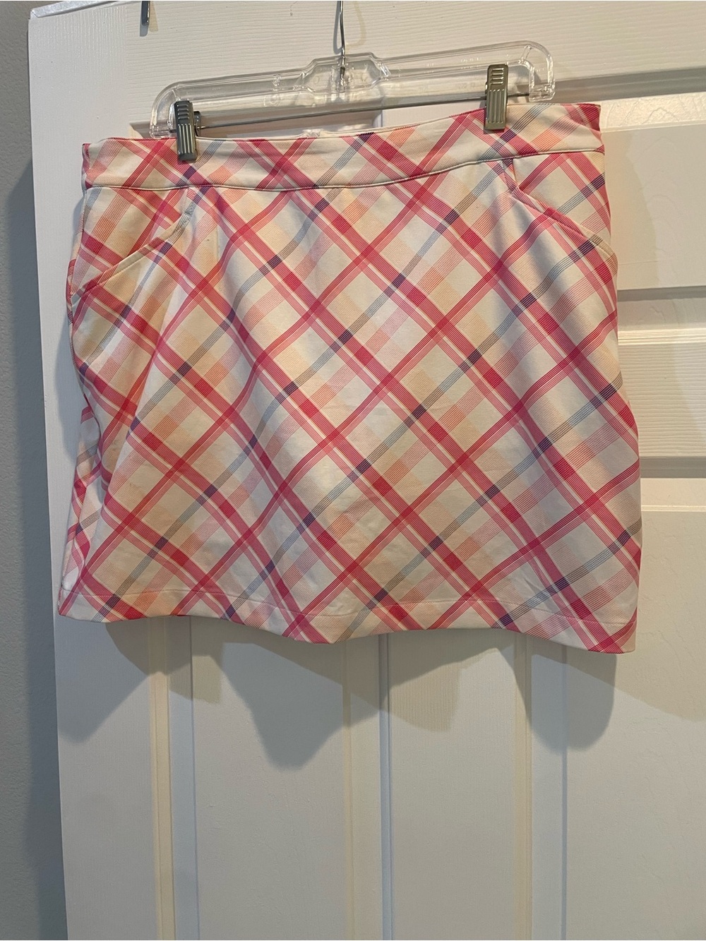 Tommy Armour Women’s Pink Plaid Mini Skirt Skort— Classic Preppy Style Sz 14